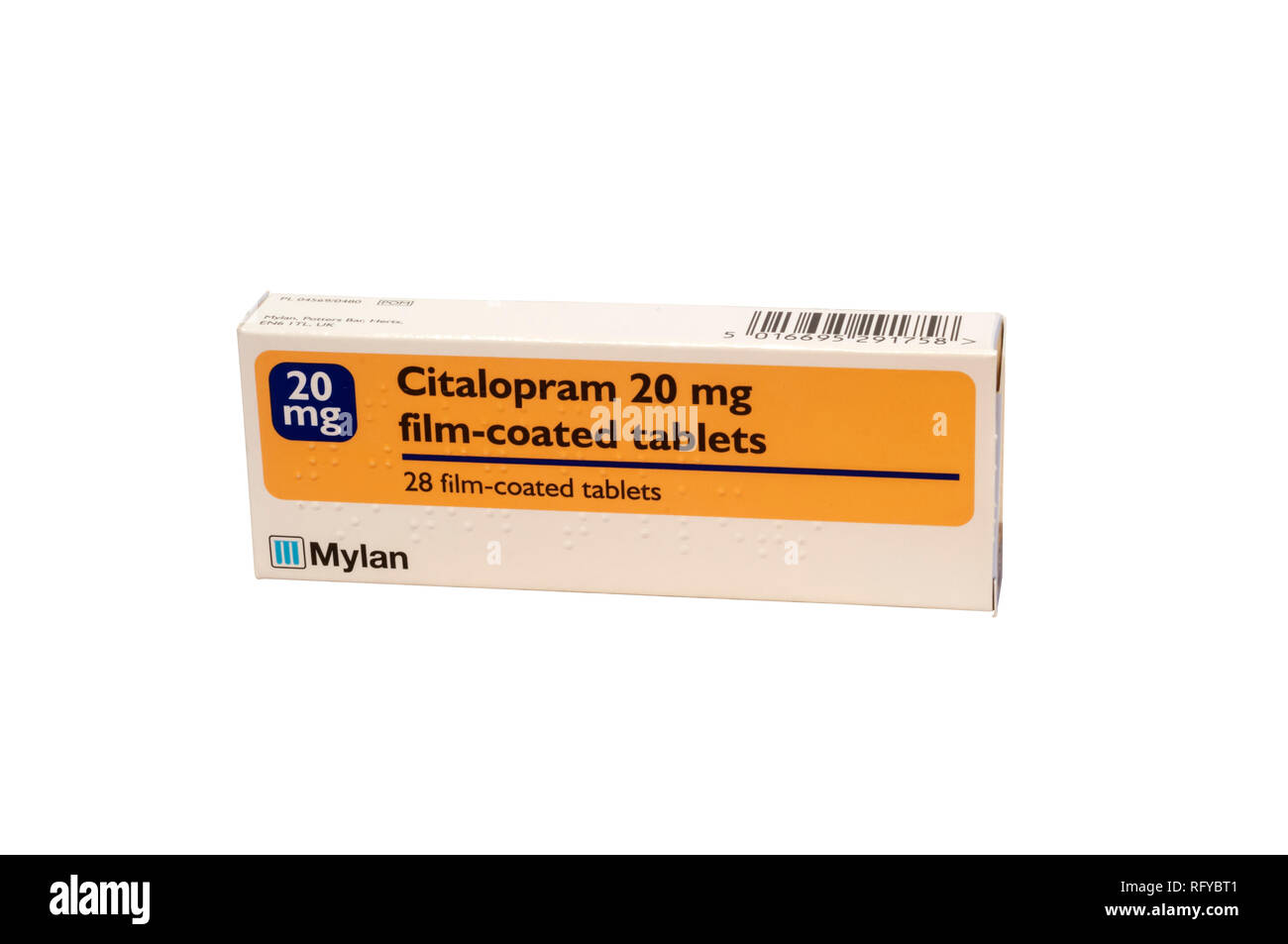 A packet of Citalopram tablets.   A selective serotonin reuptake inhibitor anti-depressant. Stock Photo