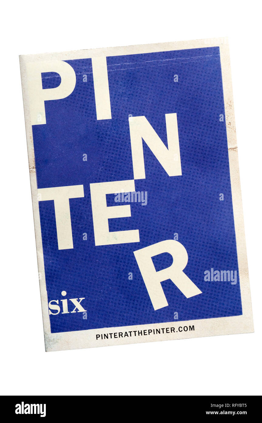 2019 Programme for Pinter Six. Sixth in Pinter at the Pinter, a production of all of Harold Pinter's short plays in one season at the Pinter Theatre. Stock Photo