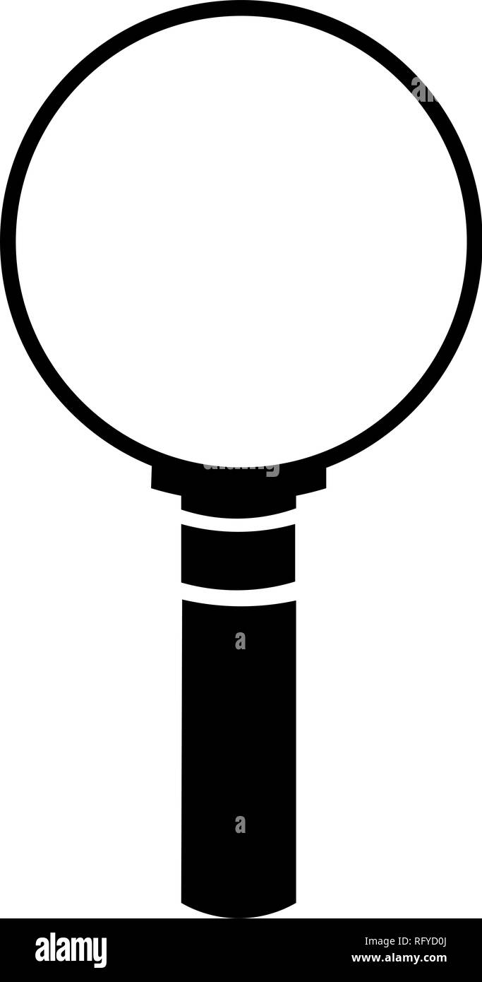 Black and white illustration of a magnifying glass icon Stock Photo - Alamy