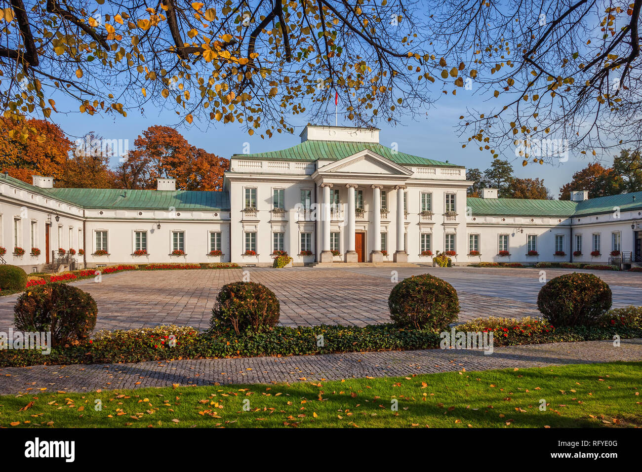 Belweder Palace in Warsaw, Poland, classical style building, former official residence of the Polish presidents. Stock Photo