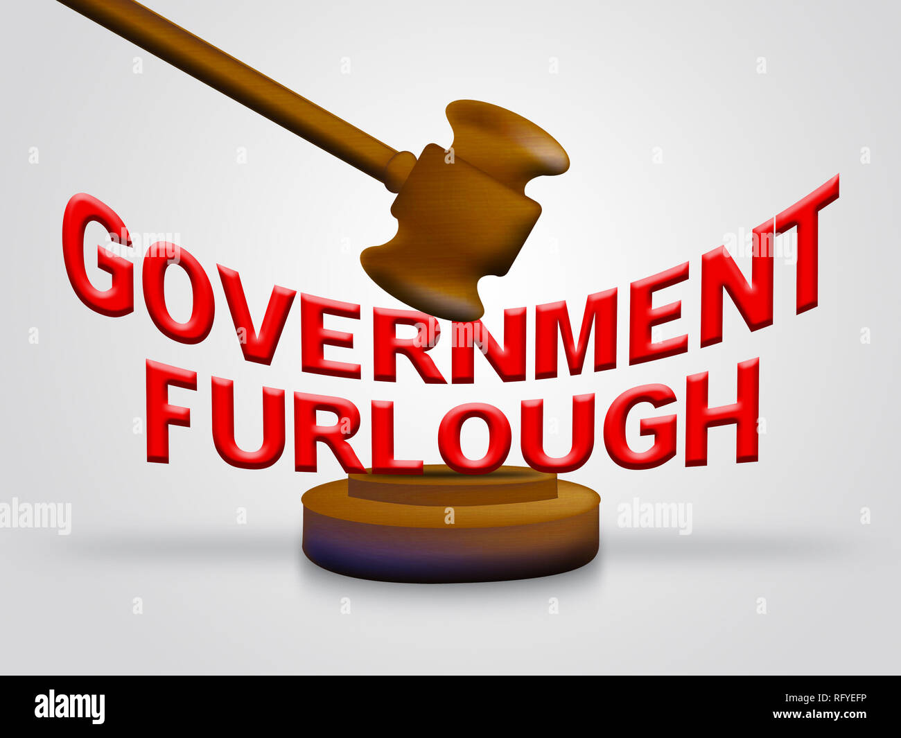 Government Furlough Gavel Means Layoff For Federal Workers. National Shutdown From Washington - 3d Illustration Stock Photo