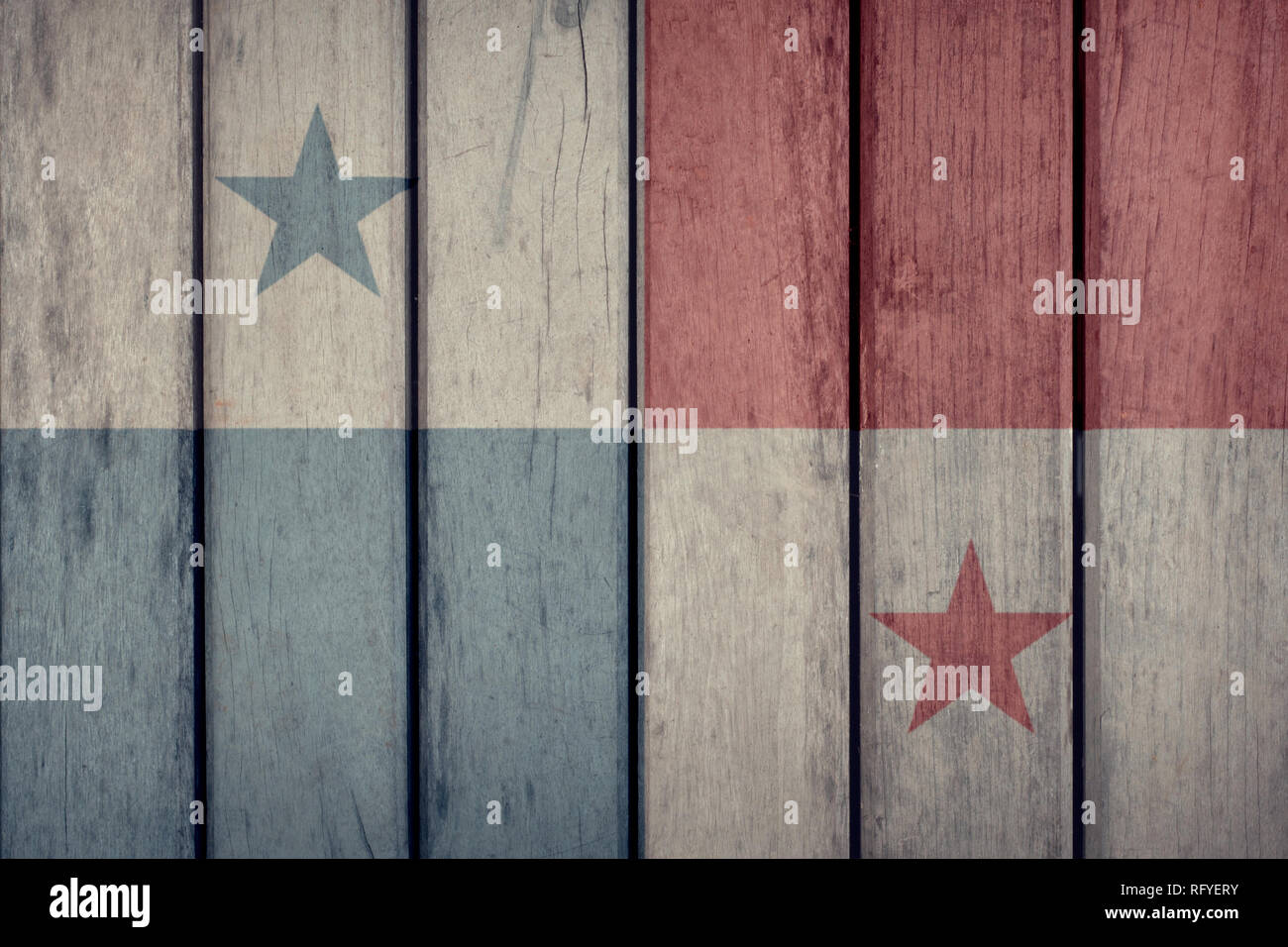 Panama Politics News Concept: Panamanian Flag Wooden Fence Stock Photo