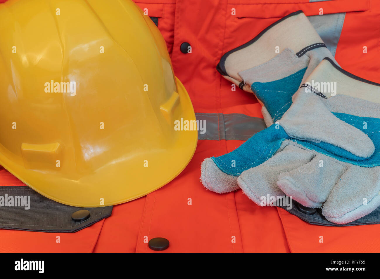 Workplace safety equipment that is mandatory for certain high-risk jobs Stock Photo