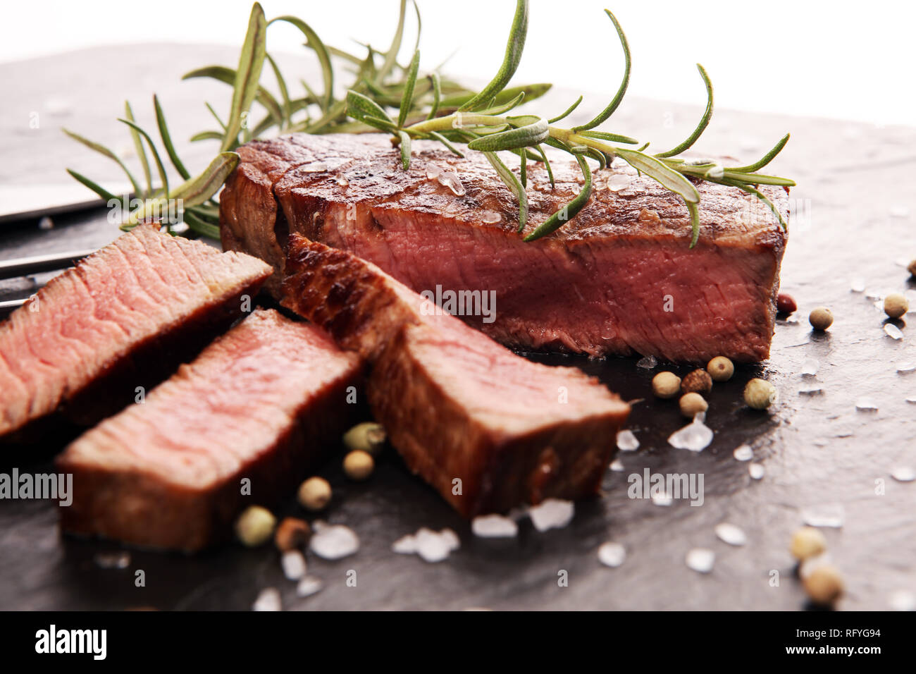 Barbecue filet Steak. Black Angus Prime meat steaks Tenderloin fillet mignon Stock Photo