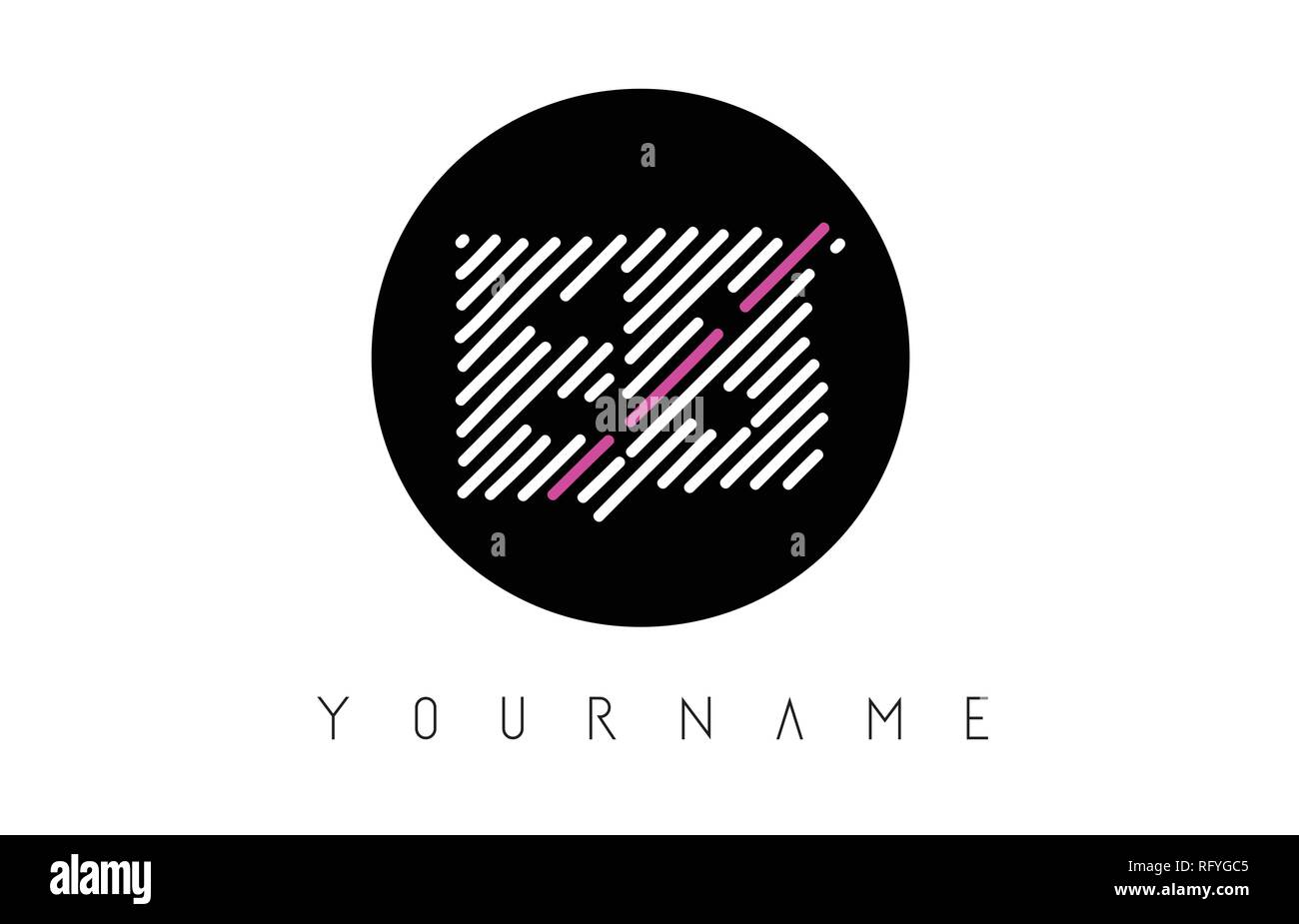 EB Letter Logo Design with White Lines and Black Circle Vector ...