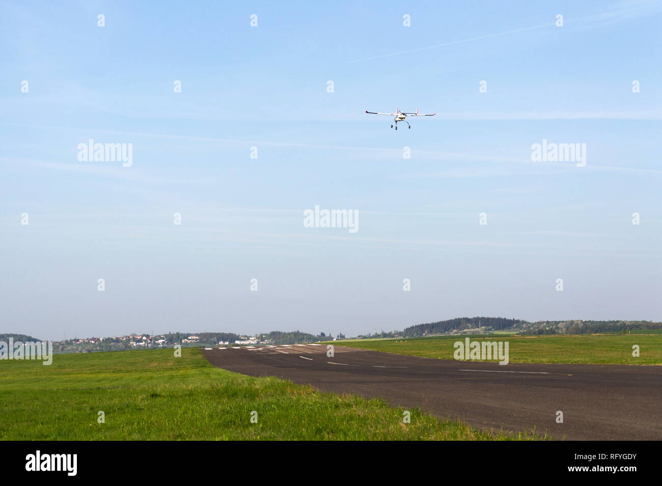 Unmanned aerial vehicle surveillance drone with light and camera flying