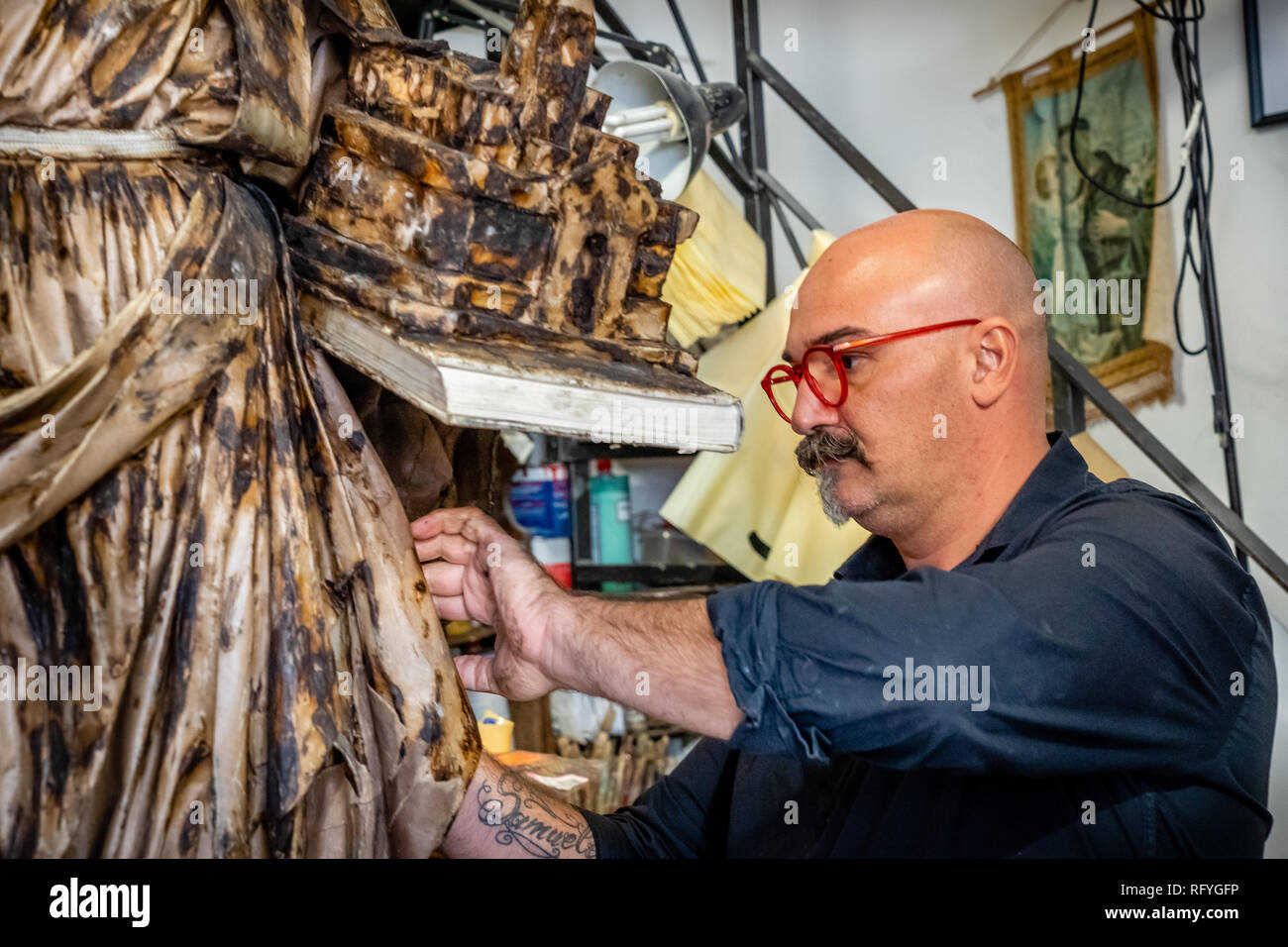 Papiermache craft by the cathedral in Lecce, Apulia / Puglia, Southern