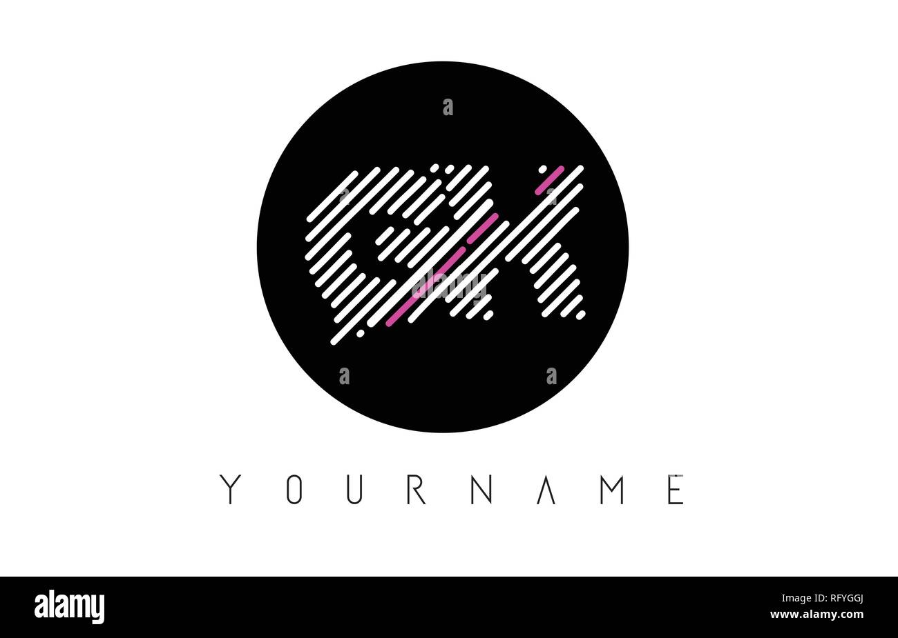 GX Letter Logo Design with White Lines and Black Circle Vector ...