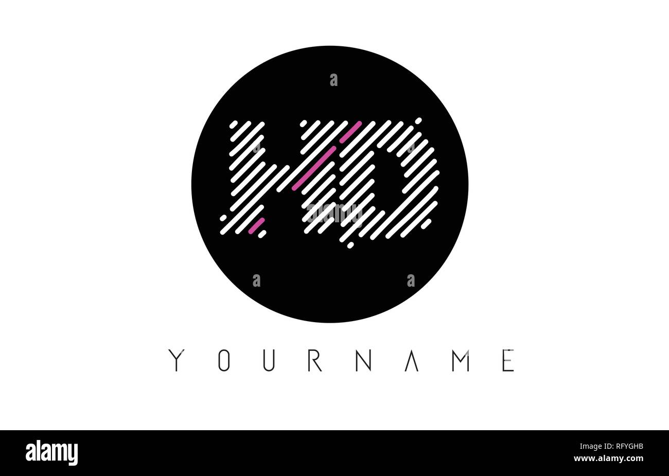 HD Letter Logo Design with White Lines and Black Circle Vector ...
