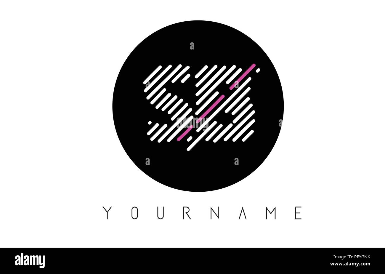 SB Letter Logo Design with White Lines and Black Circle Vector ...