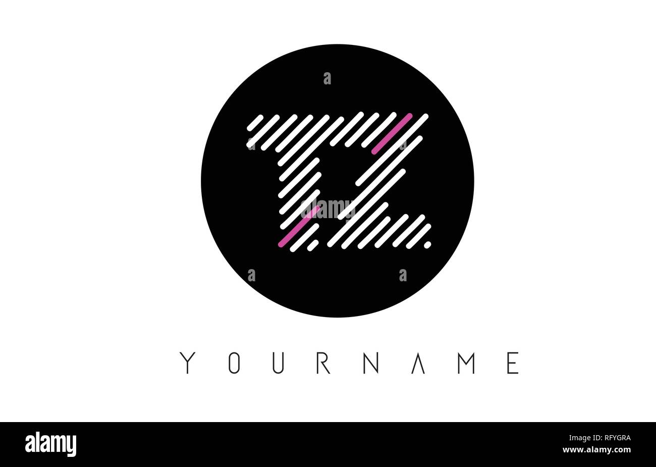 TZ Letter Logo Design with White Lines and Black Circle Vector ...