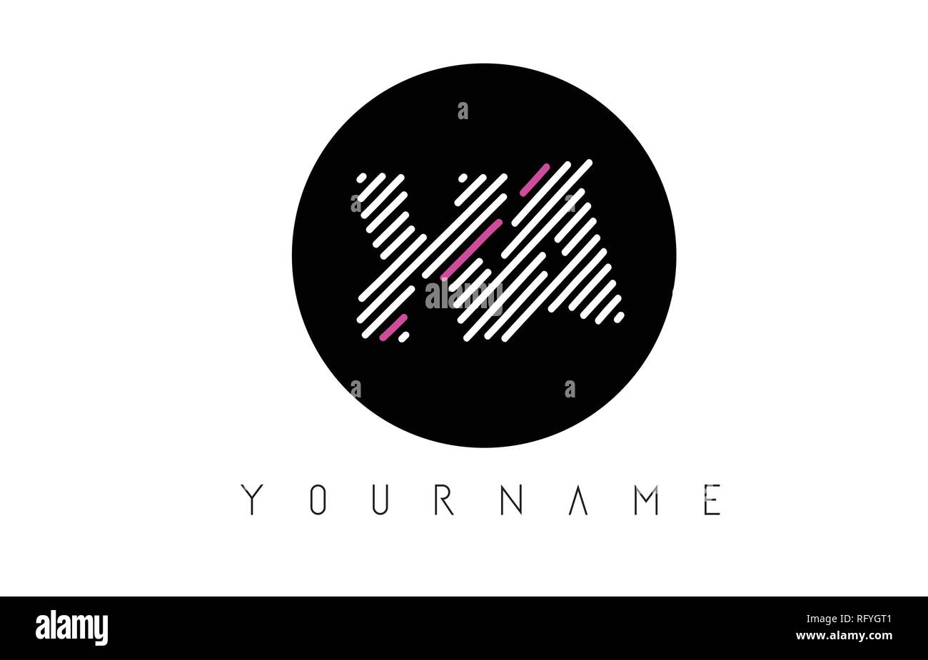XA Letter Logo Design with White Lines and Black Circle Vector ...