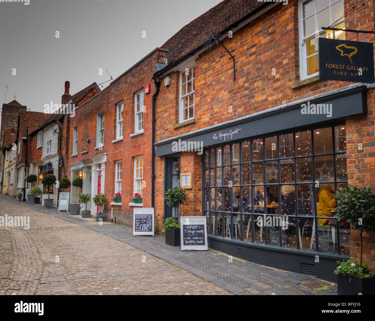 Antique dealers and art shops on Lombard Street, Petworth, West Sussex