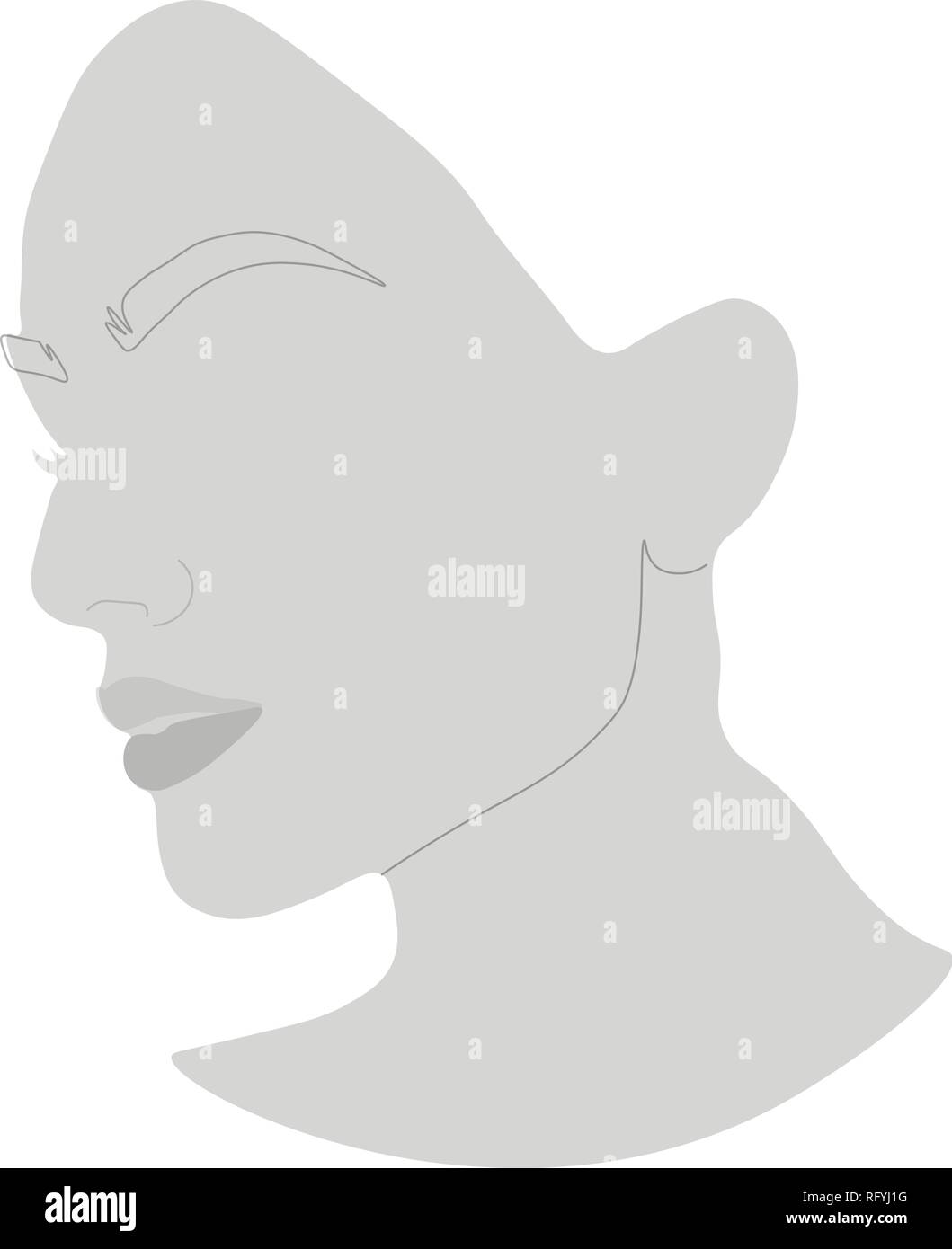 Silhouette of woman head, face in profile. Beautiful female face silhouette in profile. Stock Vector