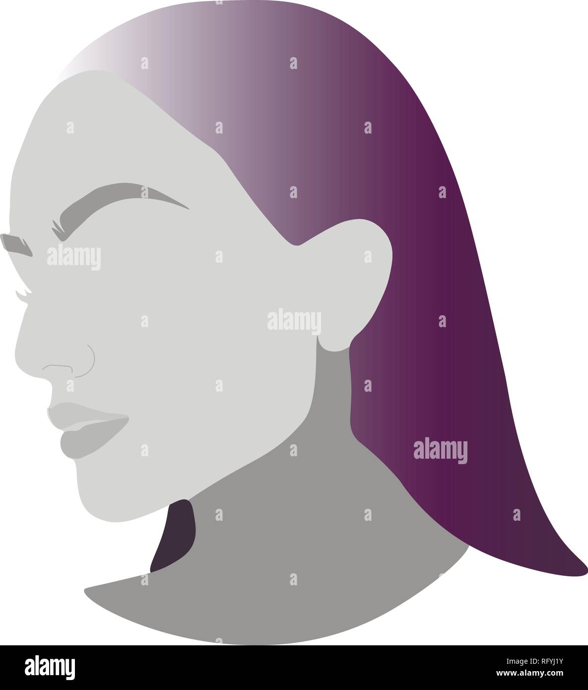 Silhouette of woman head, face in profile. Beautiful female face silhouette in profile. Stock Vector