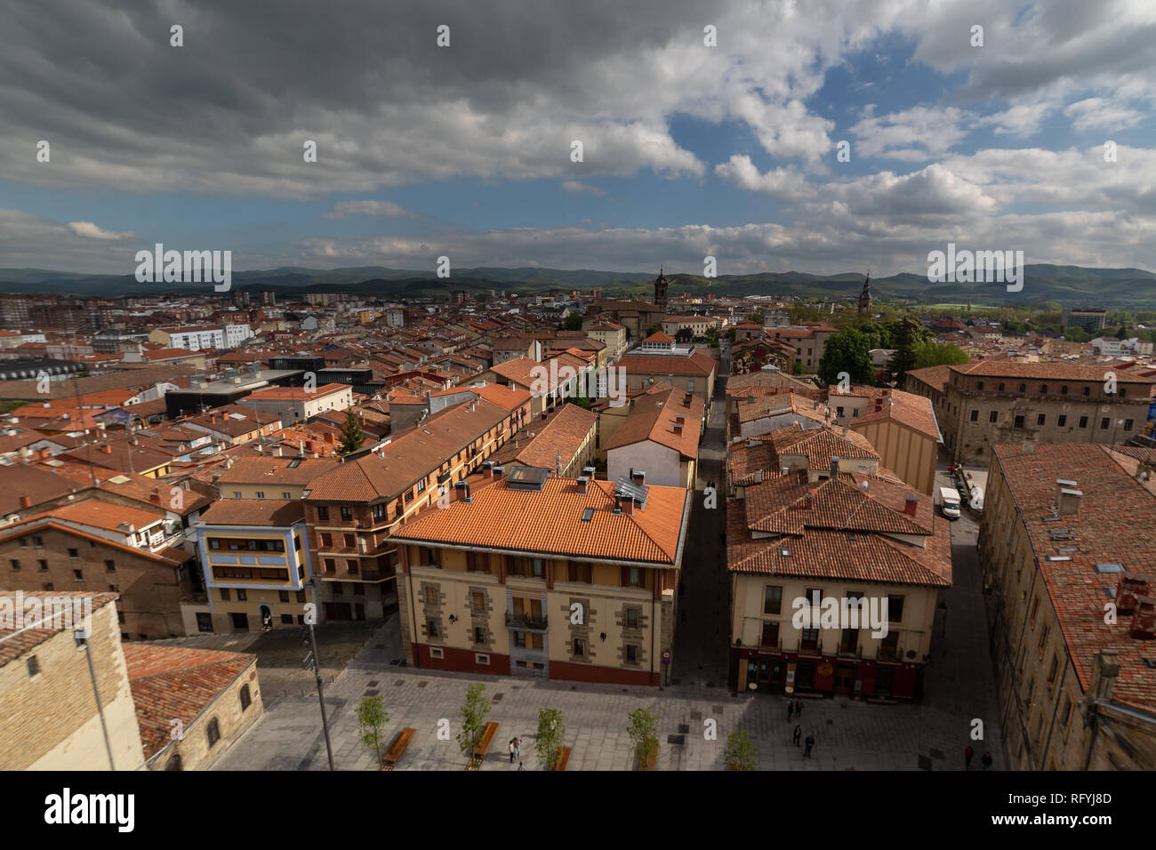 Vitoria-Gasteiz city from above, from the Cathedral tower Stock Photo