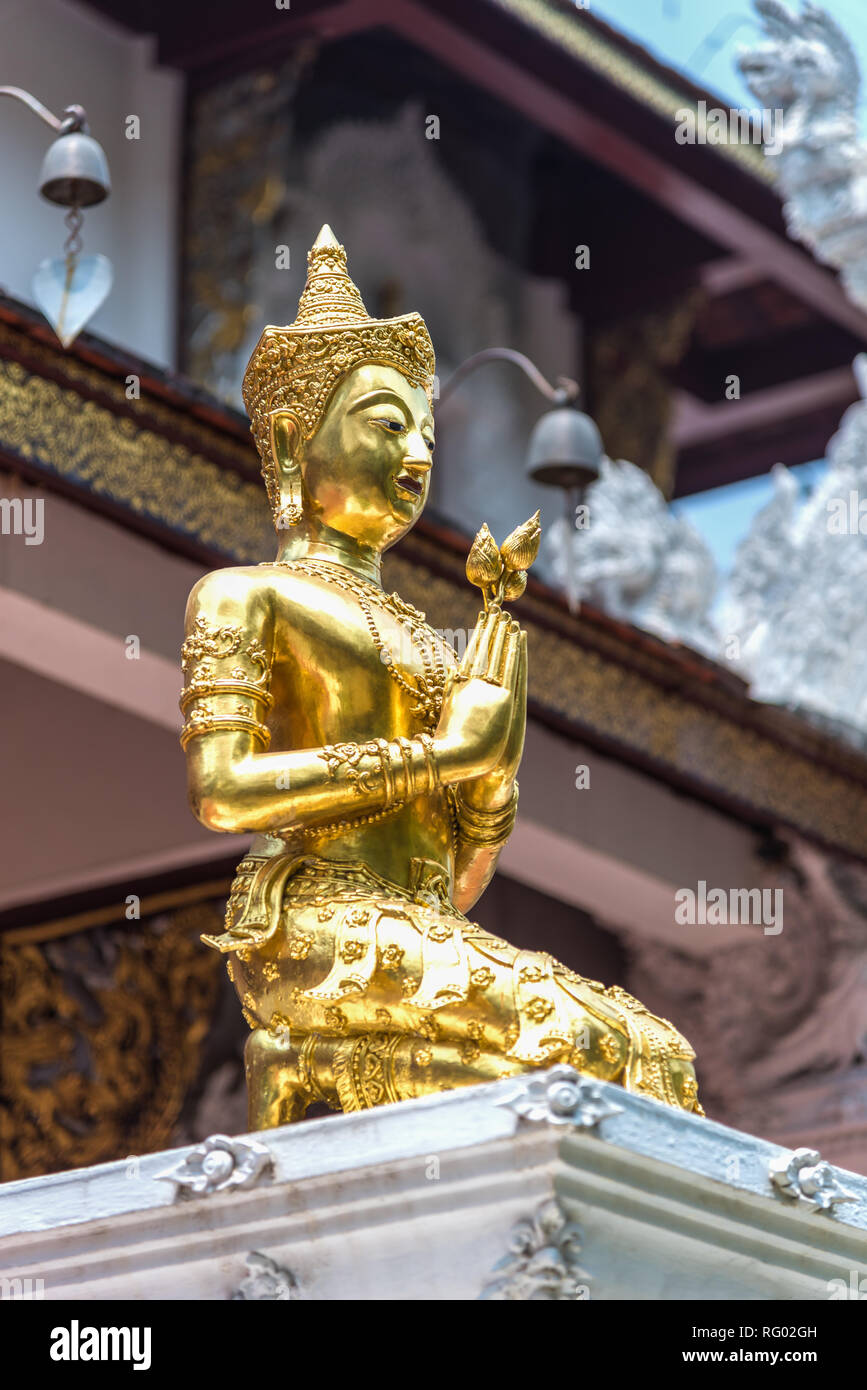 Golden buddha statue in thai temple Stock Photo - Alamy