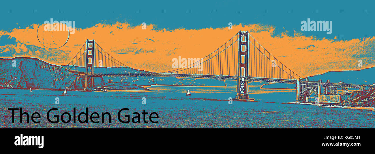 The Golden Gate Bridge in SFO California Travel Poster 3.jpg - RG05M2 Stock Photo