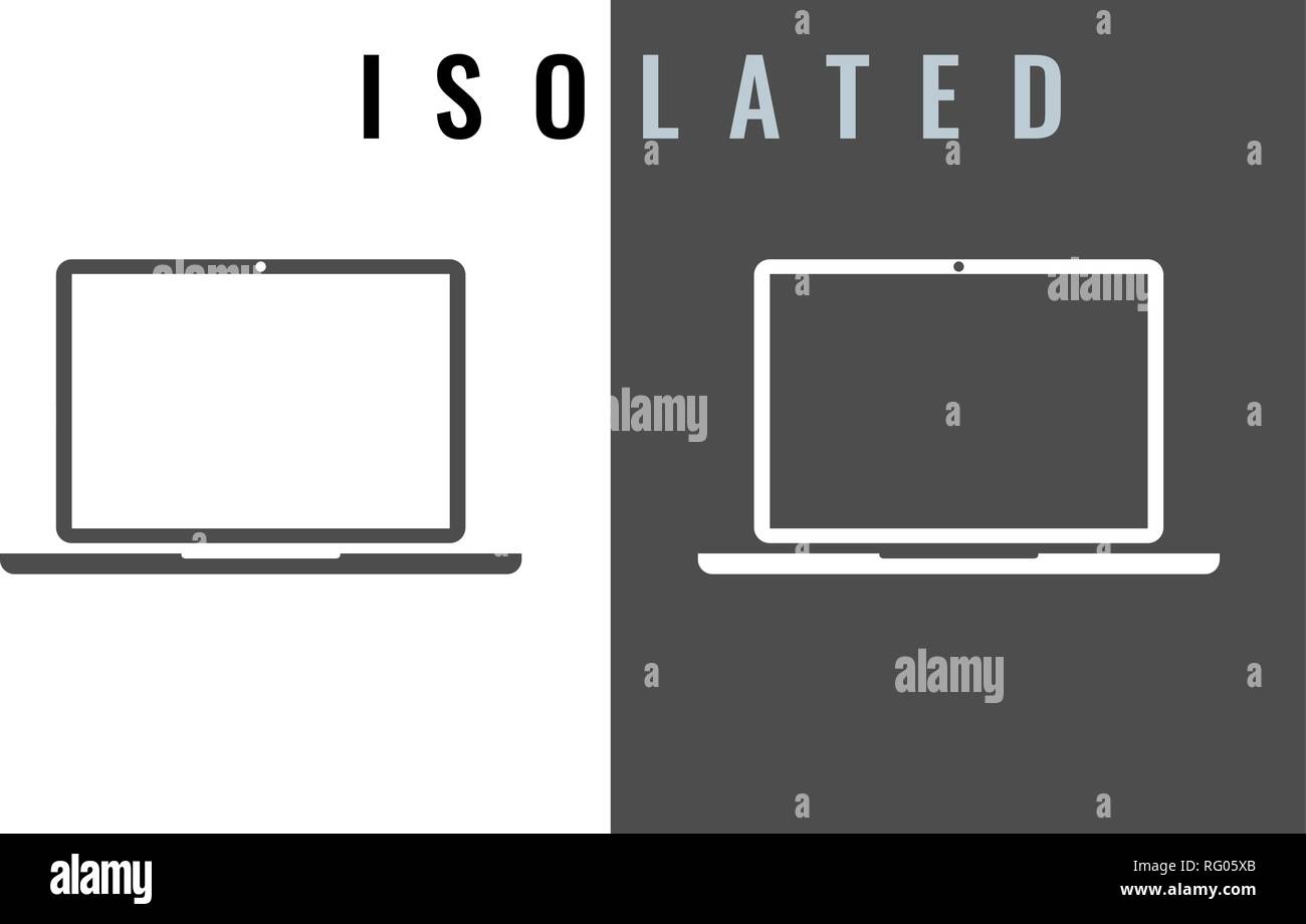 Laptop icon. Black and white color vector illustration Stock Vector ...