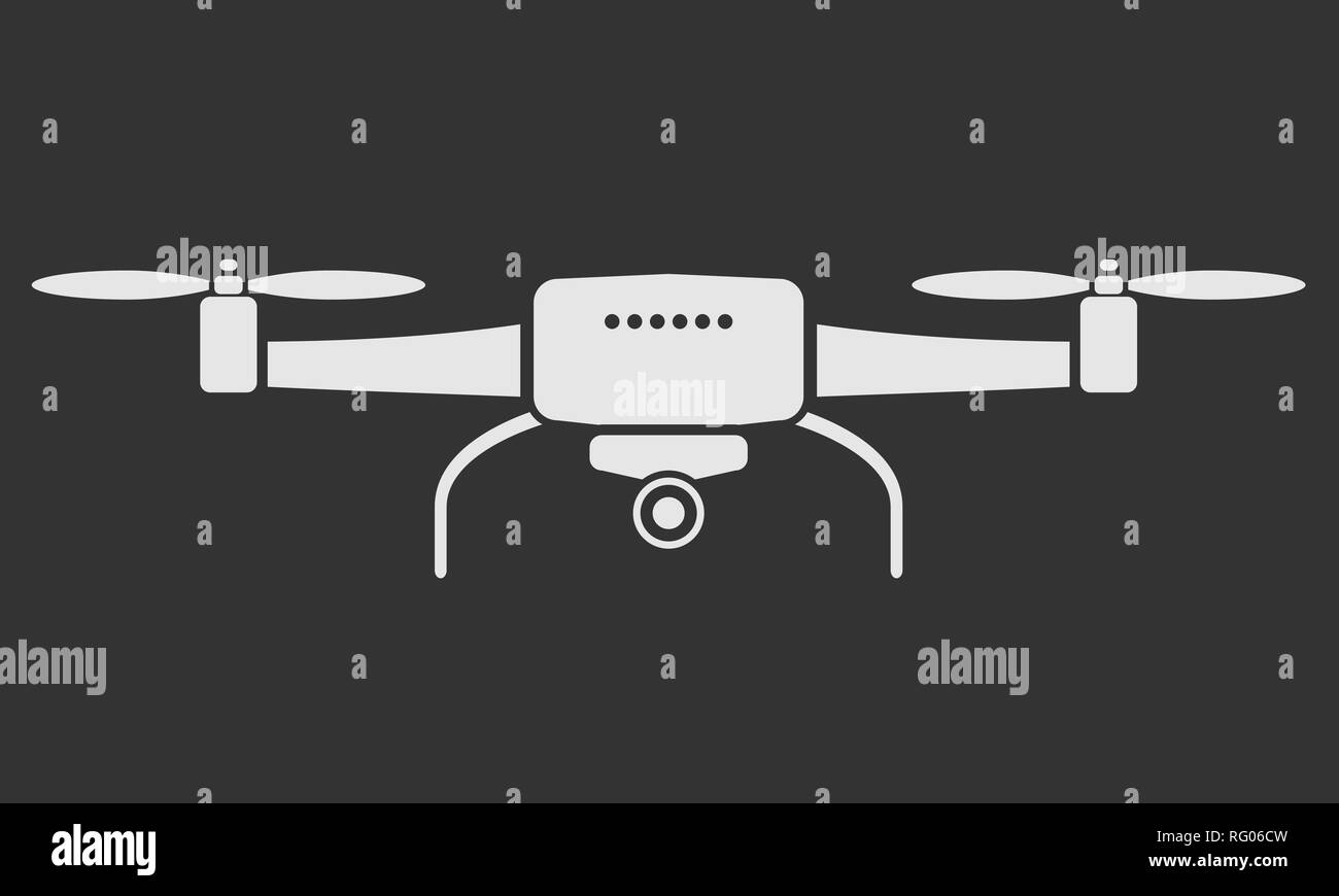 Drone or quadrocopter aerial camera icon with minimal style. Vector Illustration. Stock Vector