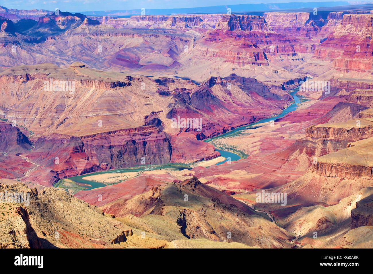 The Colorado River running through the Grand Canyon seen from the South
