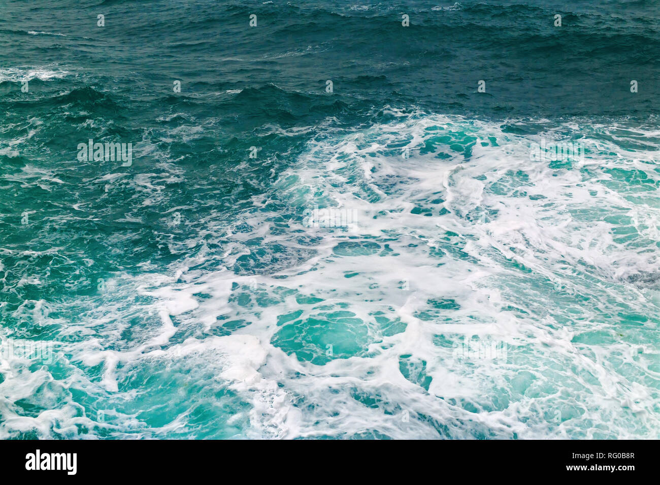 Ocean water background. Sea surface with waves and white foam Stock ...