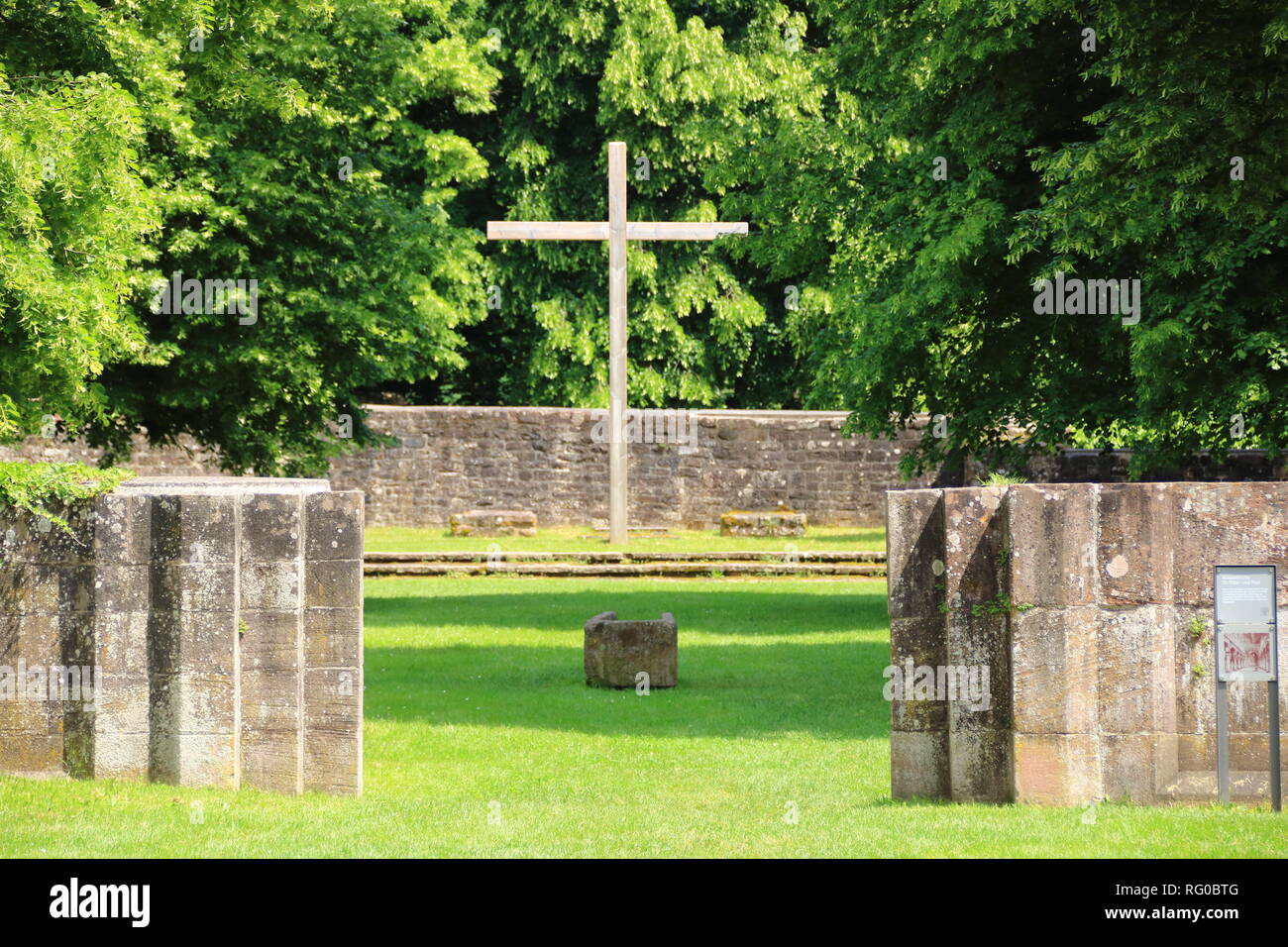 cross in the monastery hirsau at calw in the black forest Stock Photo
