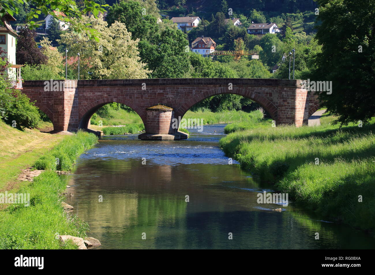 bridge over the nagold in hirsau at calw in the black forest Stock Photo