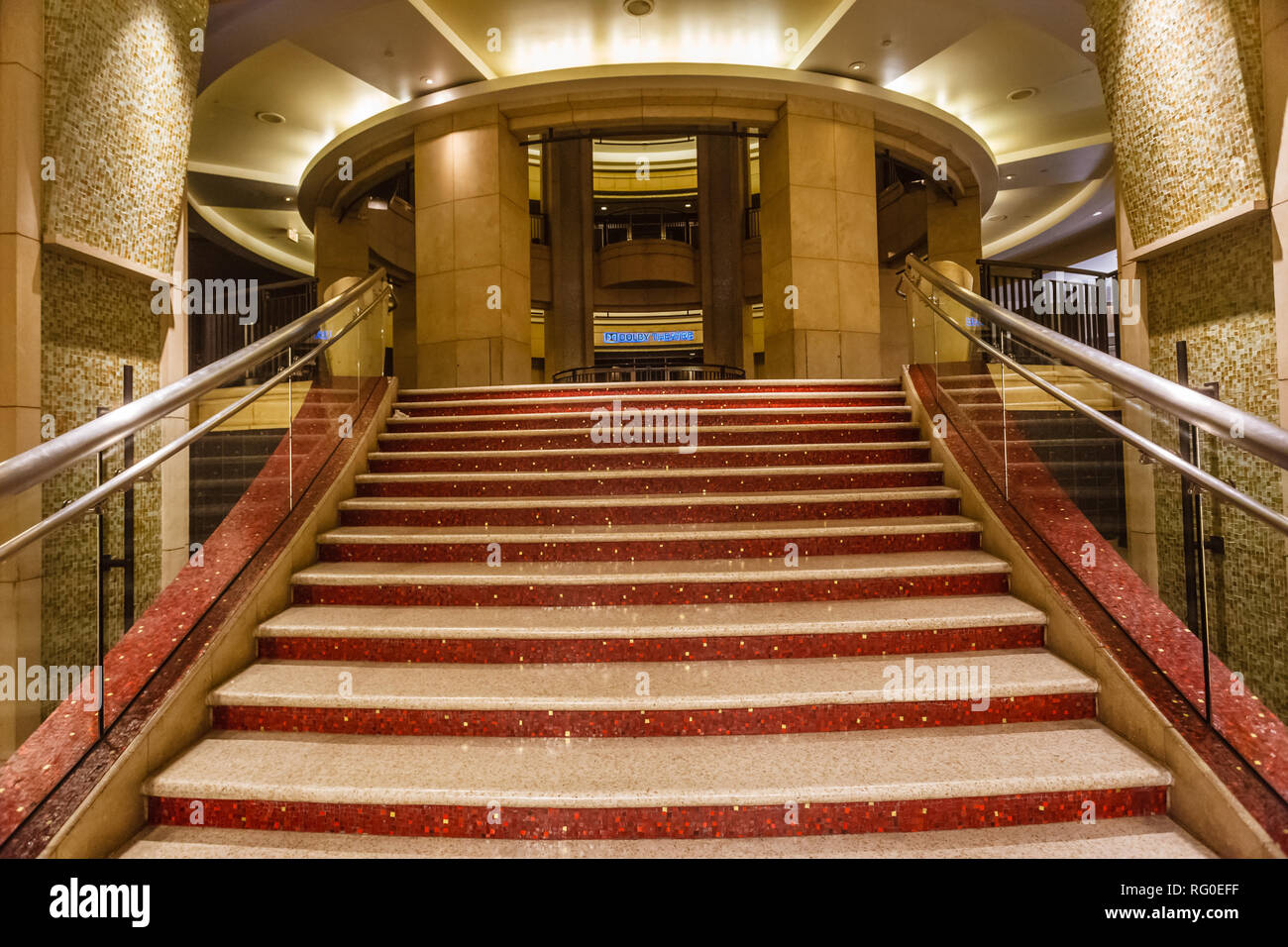 Hollywood, CA - Aug 13, 2018: Famous staircase of Dolby Theater in Hollywoo Los Angees. Dolby Theater is a place where Oscar ceremony is held every ye Stock Photo