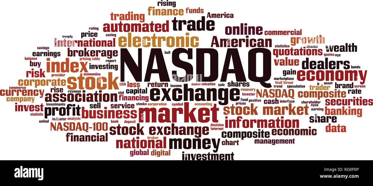 NASDAQ word cloud concept. Vector illustration Stock Vector