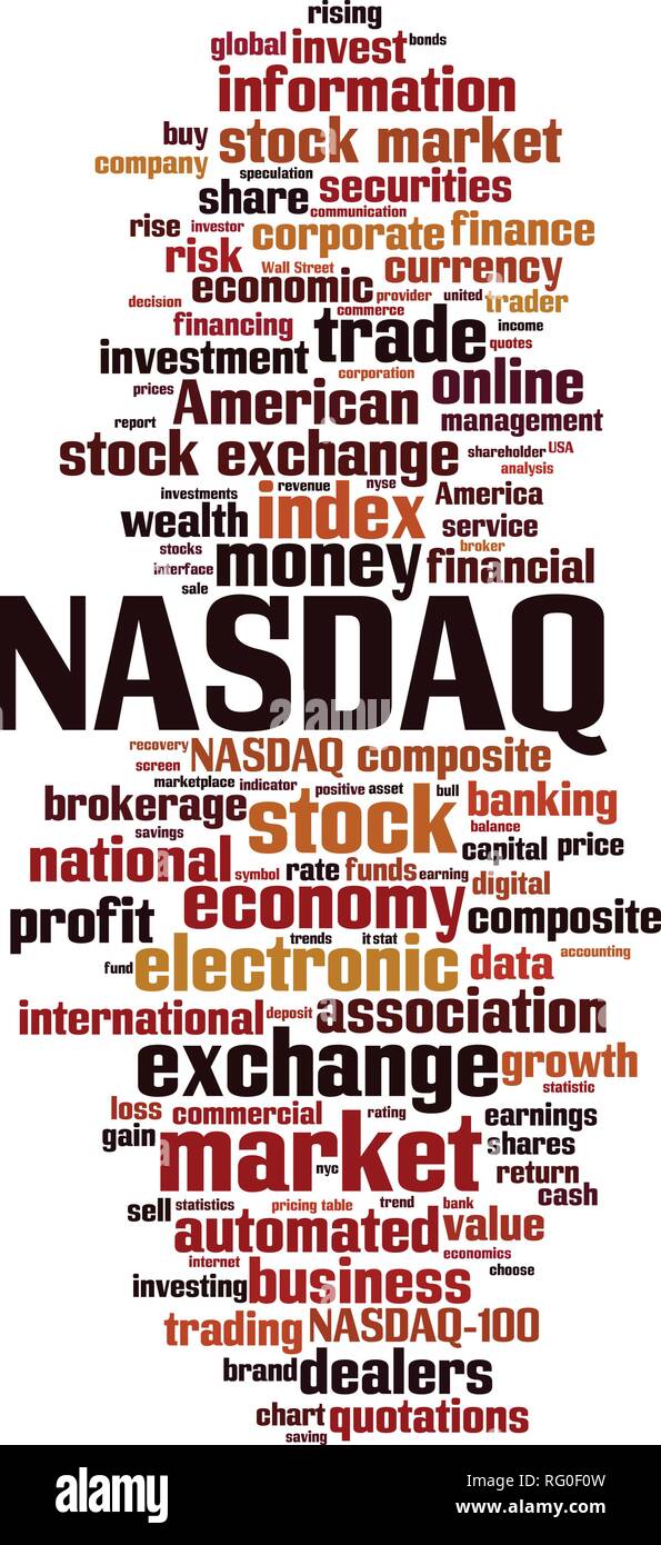 NASDAQ word cloud concept. Vector illustration Stock Vector