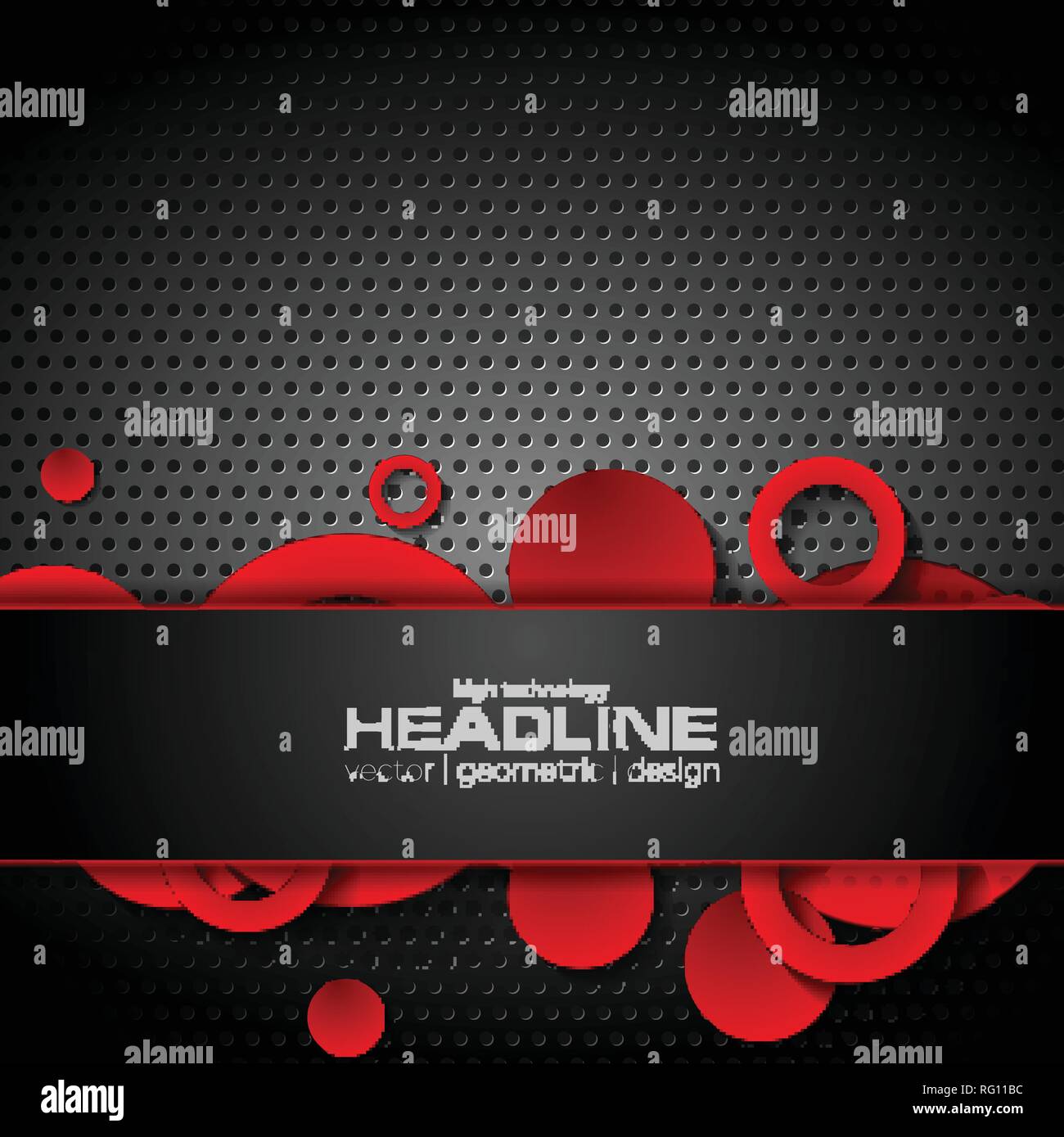 Abstract red and black tech corporate background with circles. Vector perforated design Stock Vector