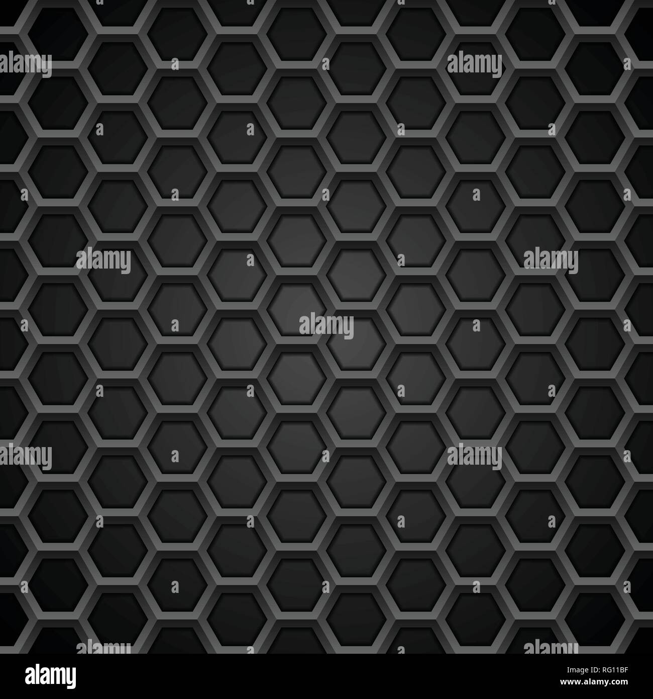 Tech geometric black background with hexagon texture. Vector dark ...