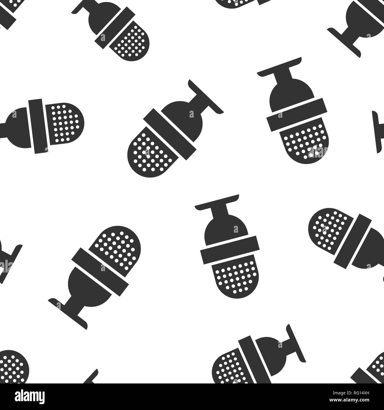 Microphone icon seamless pattern background. Mic broadcast vector