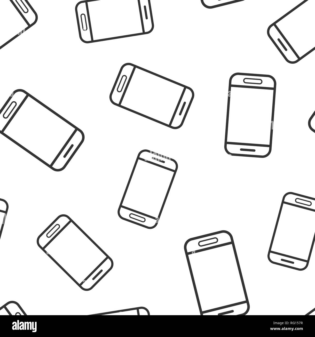 Smartphone icon seamless pattern background. Phone handset vector illustration. Smartphone symbol pattern. Stock Vector