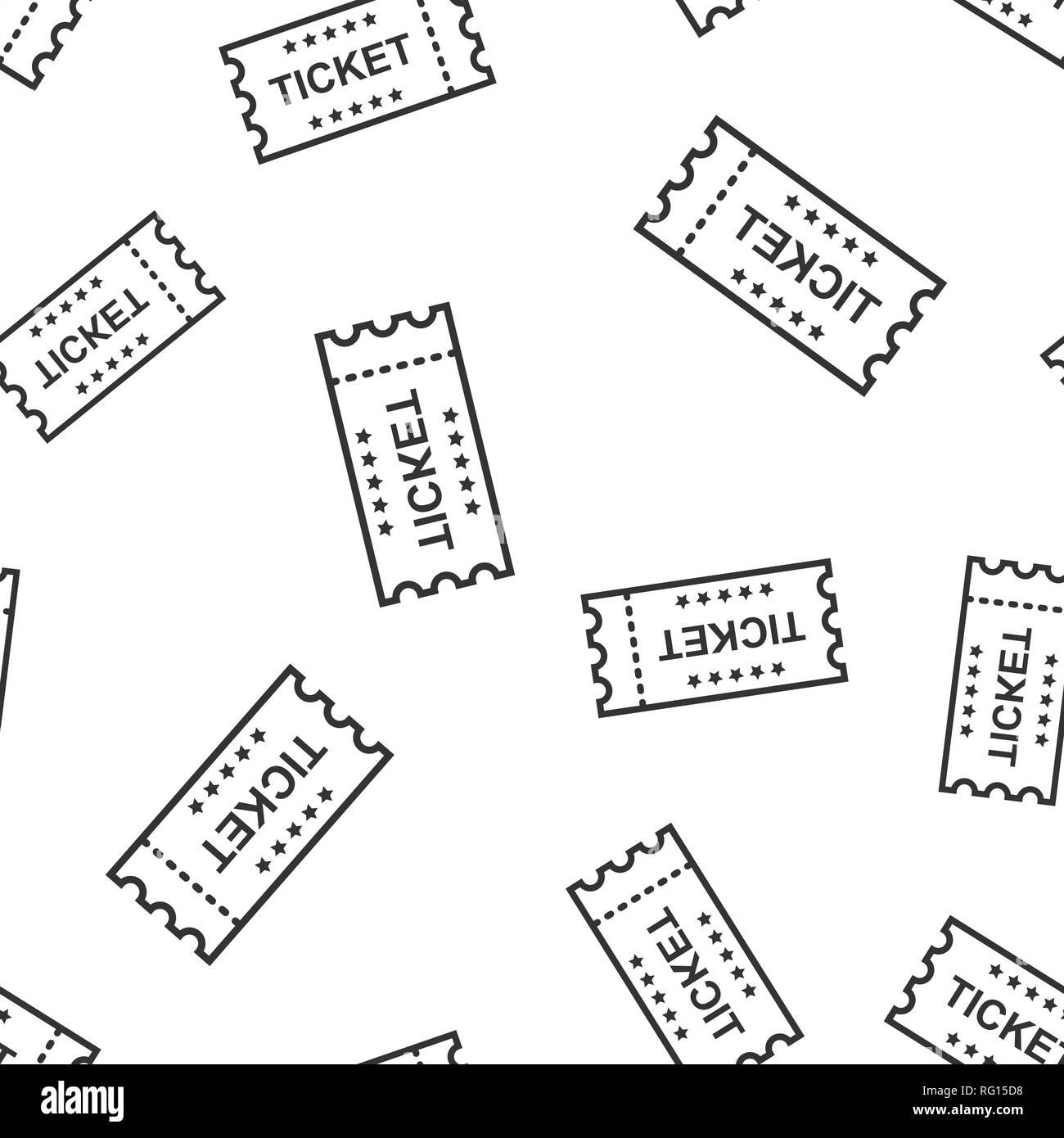 Cinema ticket icon seamless pattern background. Admit one coupon ...