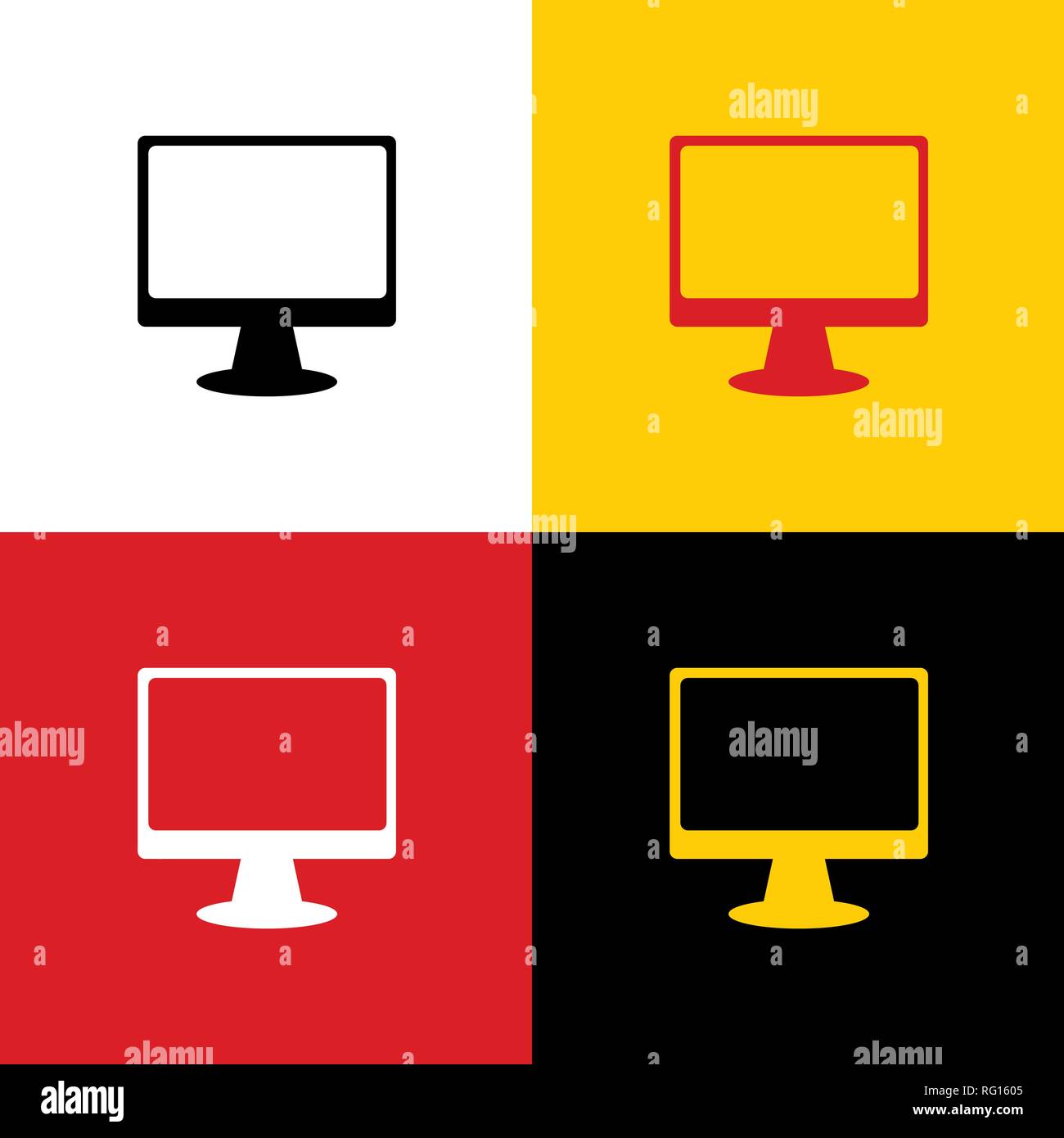 Monitor with brush sign. Vector. Icons of german flag on corresponding ...