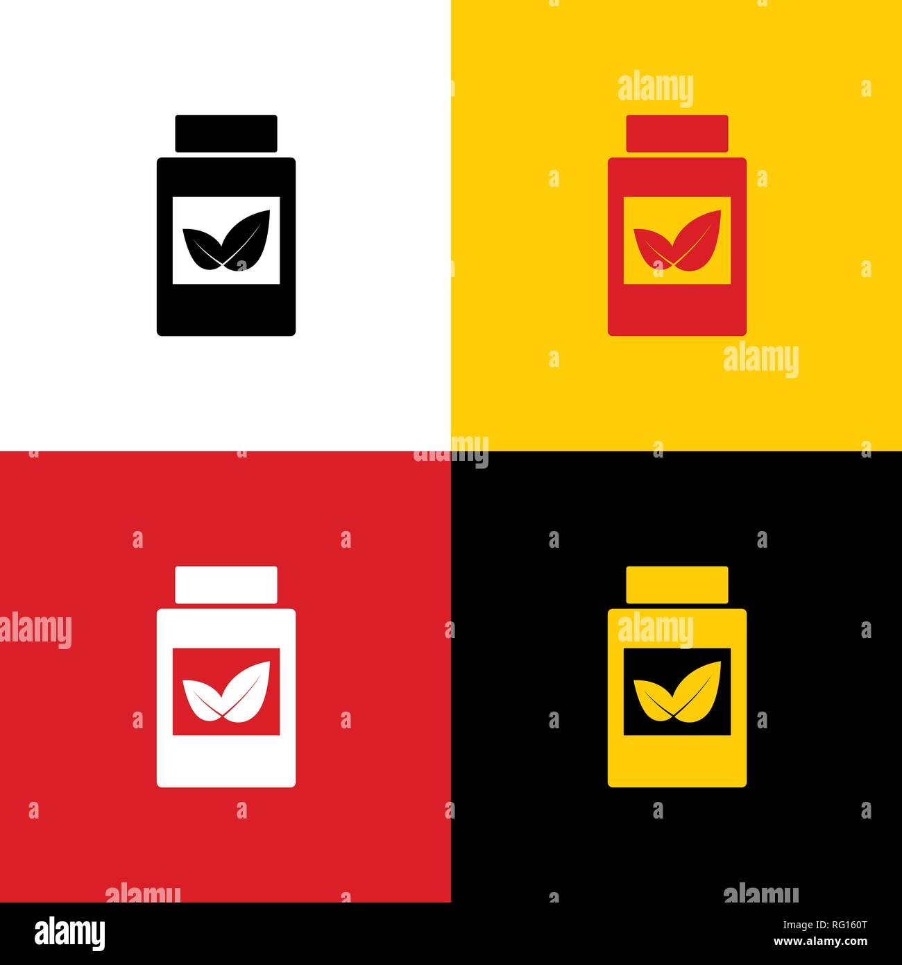 Supplements container sign. Vector. Icons of german flag on corresponding colors as background. Stock Vector