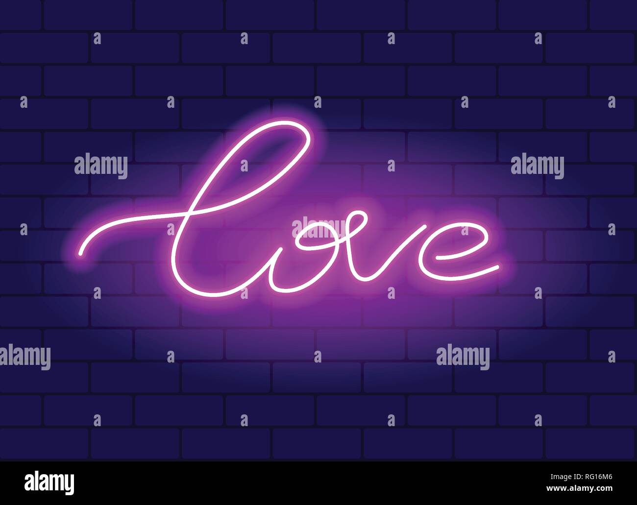 Vector neon hand drawn lettering love phrase Stock Vector Image & Art ...
