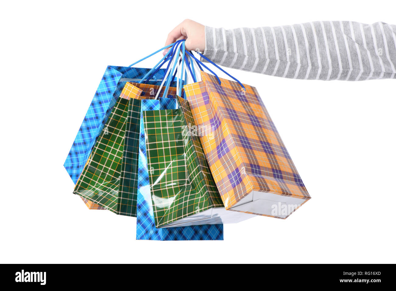 Package in female hand on white background isolation gift Stock Photo ...