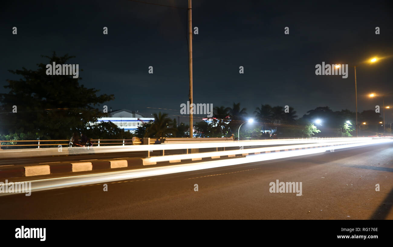slow shutter speed (long exposure) shot at the bridge Stock Photo