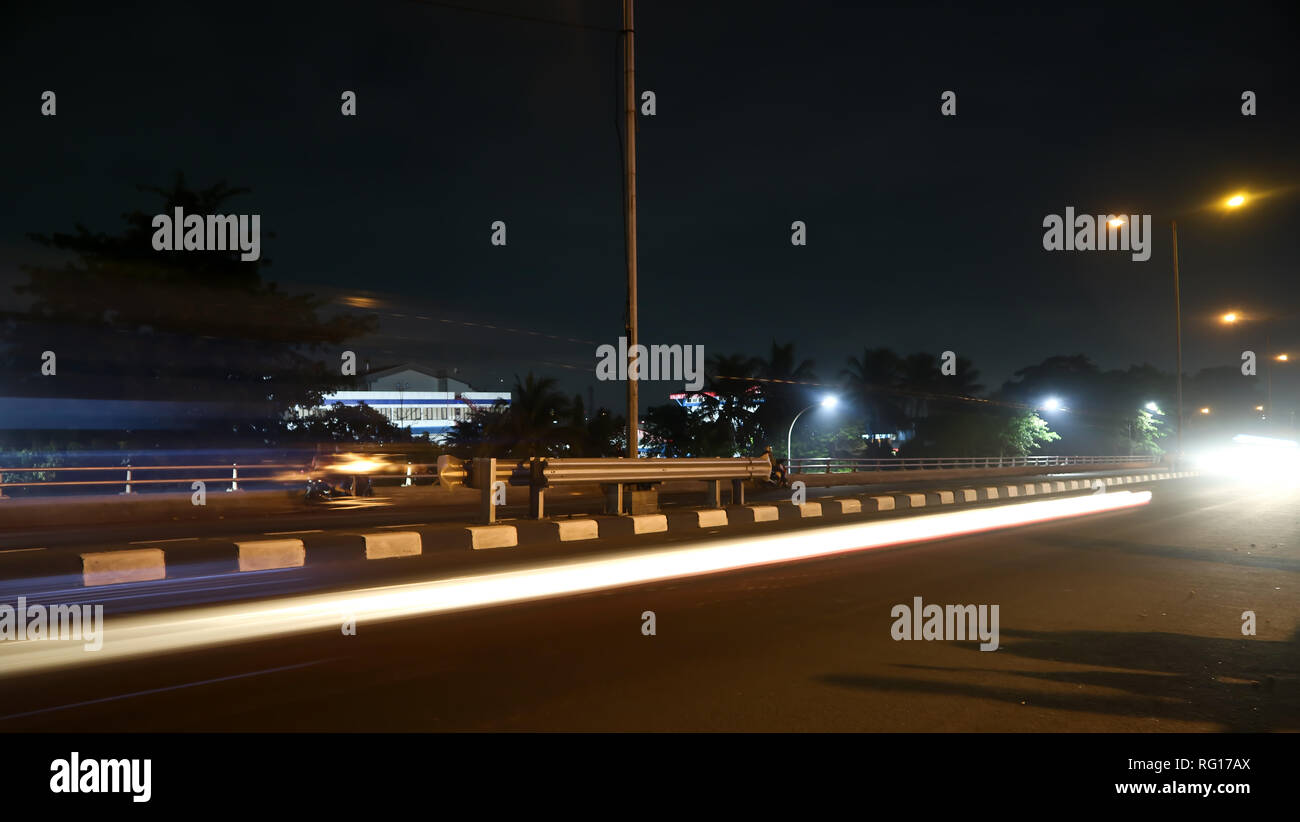 slow shutter speed (long exposure) shot at the bridge Stock Photo