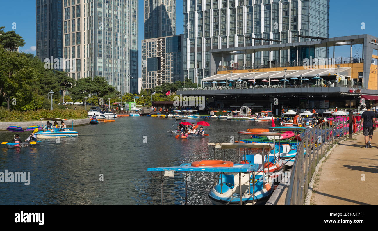 Boats for rent, Songdo Central Park, Songdodong, Incheon, South Korea