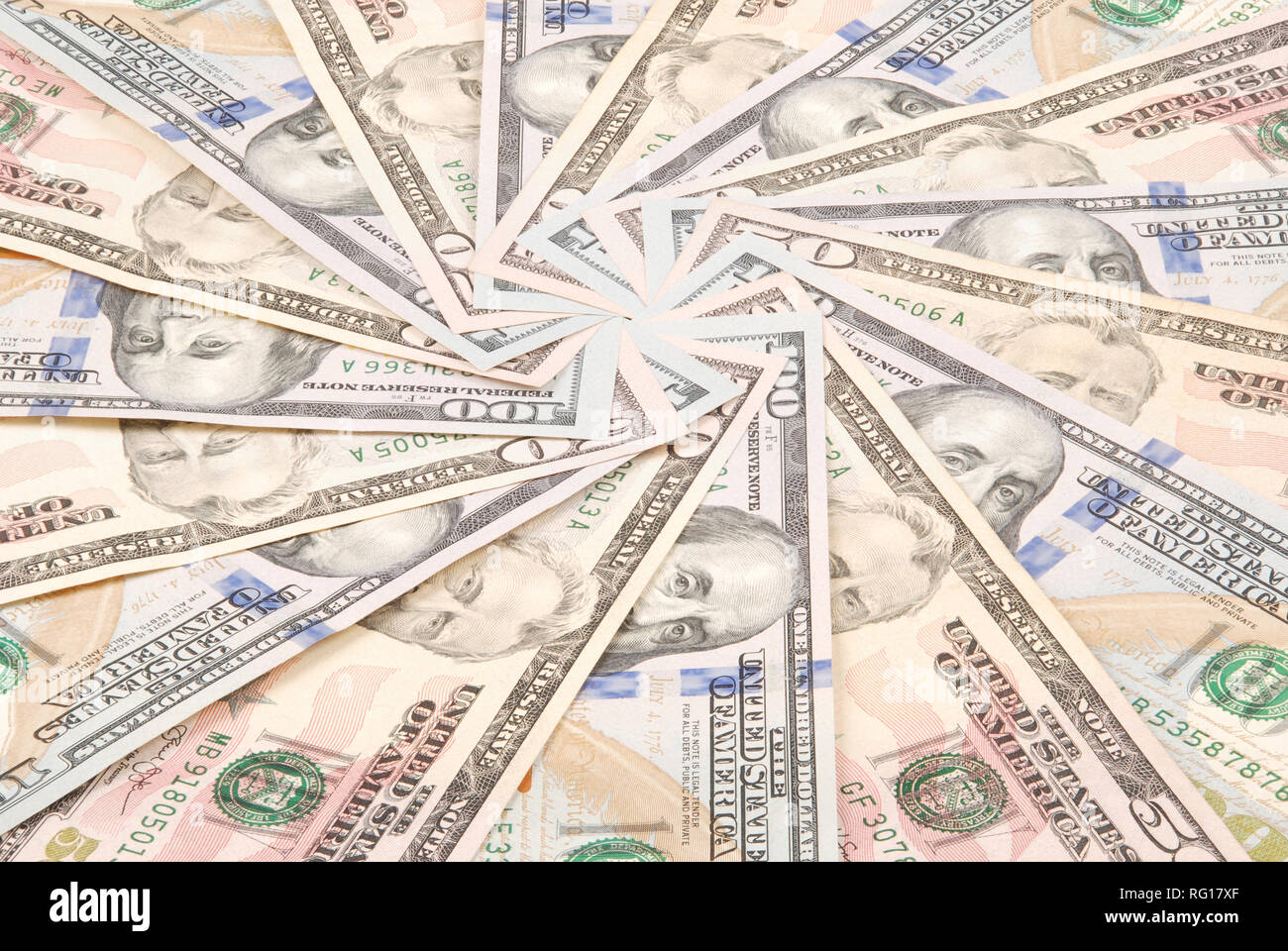 Mandala kaleidoscope from money. Abstract money background raster