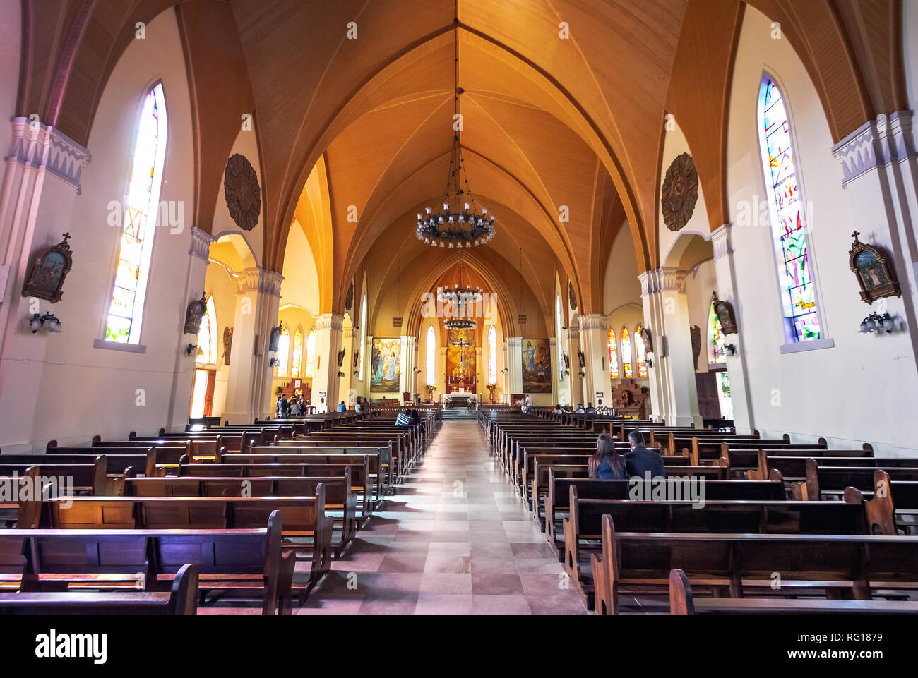 Canela Stone Cathedral (Our Lady of Lourdes church) interior - Canela, Rio Grande do Sul, Brazil Stock Photo