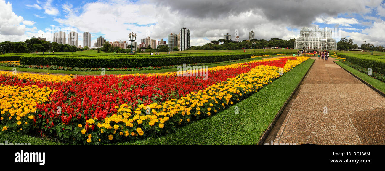 Botanical garden of Curitiba, Brazil, with the famous greenhouse Stock Photo