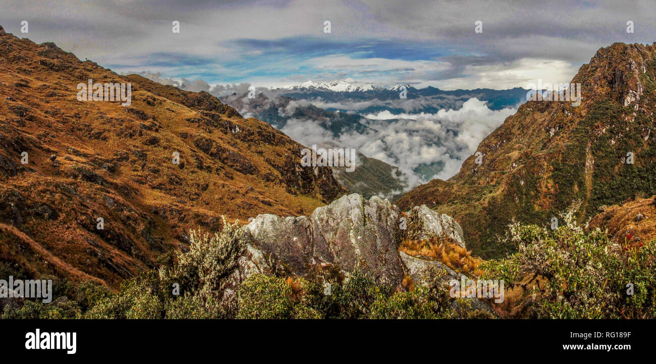 Panoramic view of Machu Picchu, the world famous ancient inca city ...