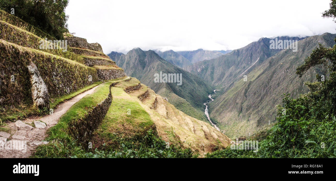 Panoramic view of Machu Picchu, the world famous ancient inca city ...