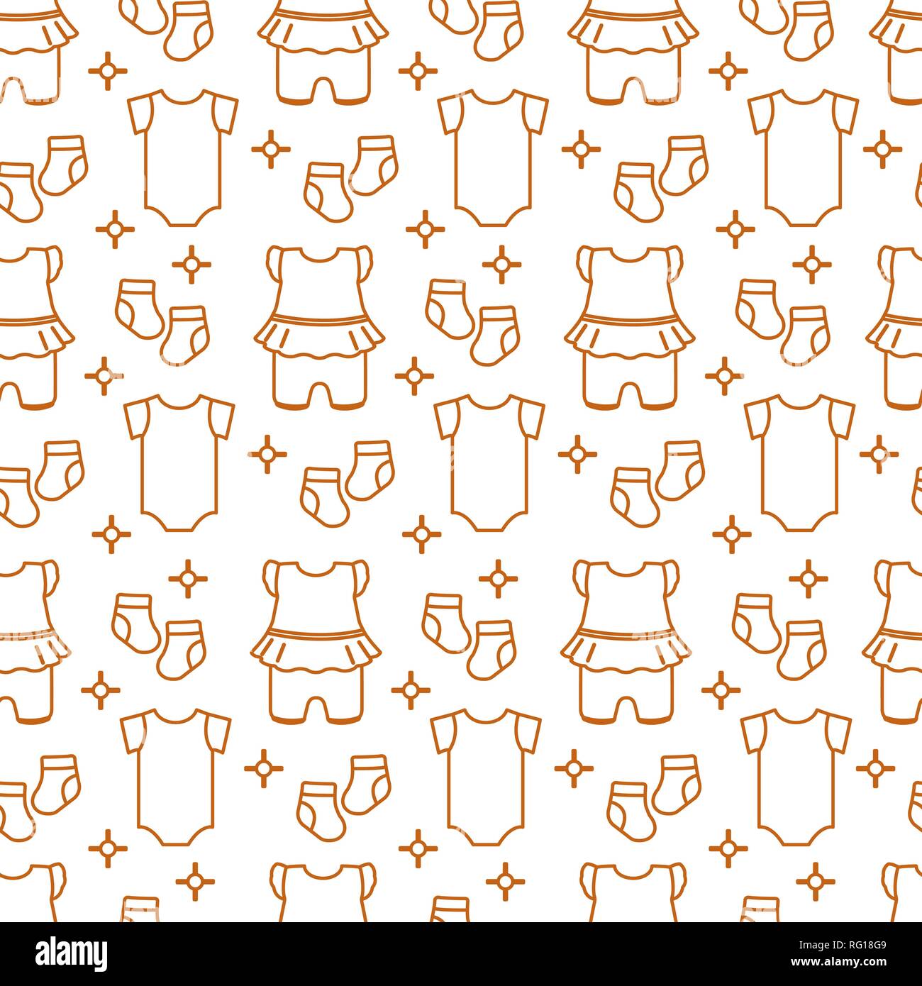 Seamless pattern with baby clothes. Vector illustration with slip