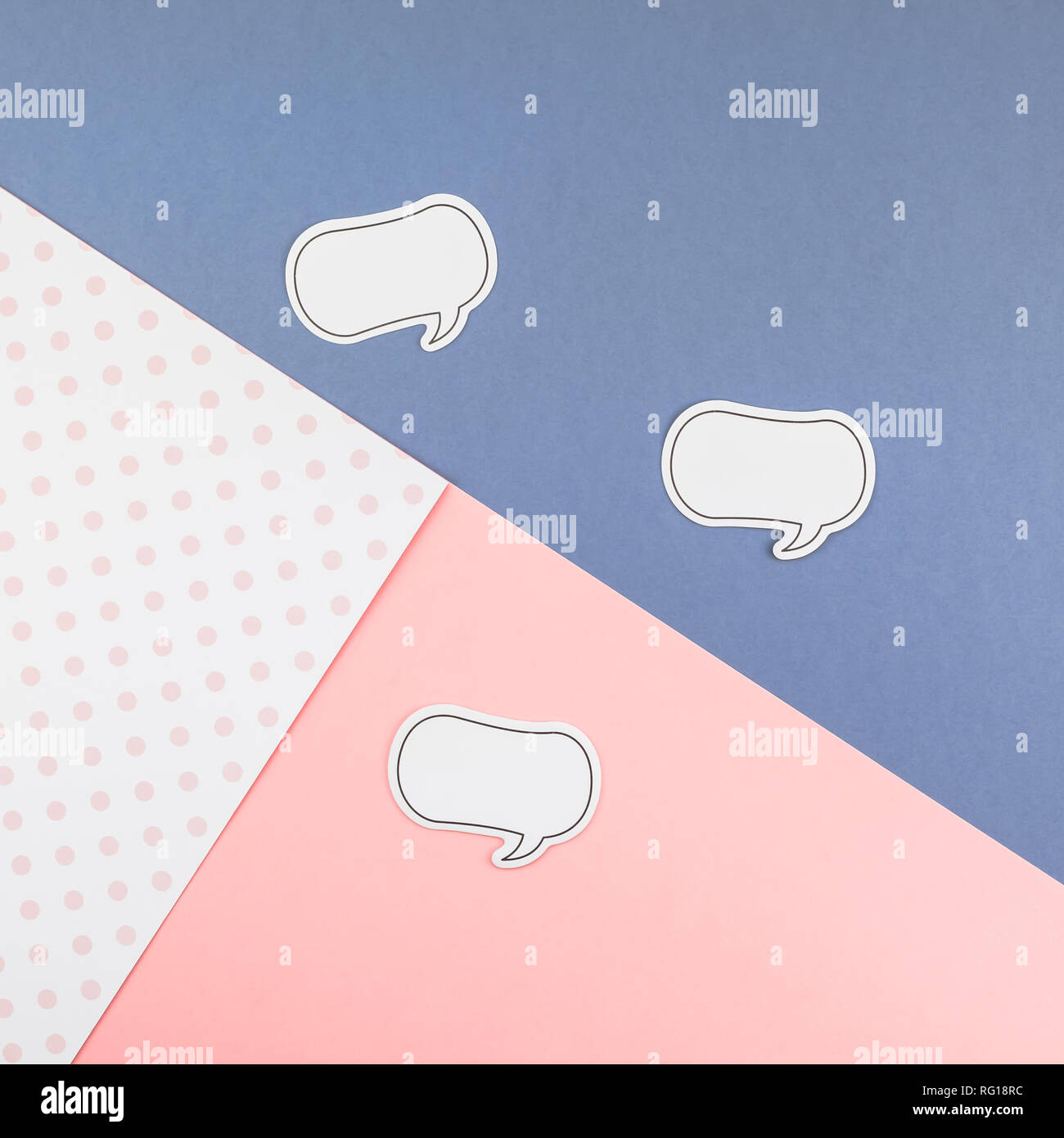 Creative top view mock up blank sticker paper sheets pink background ...